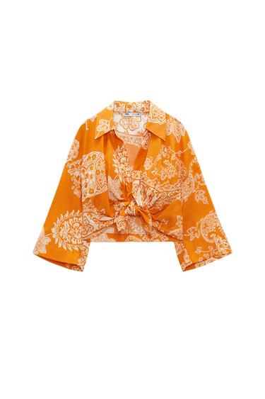 PRINTED TOP WITH KNOT