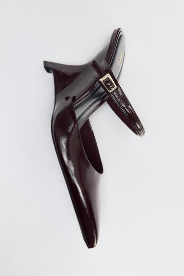 Zara OPEN-BACK WEDGE HEELS - Brown