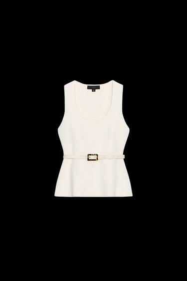 KNITTED TOP WITH BELT - Ecru von Zara - Bild 0