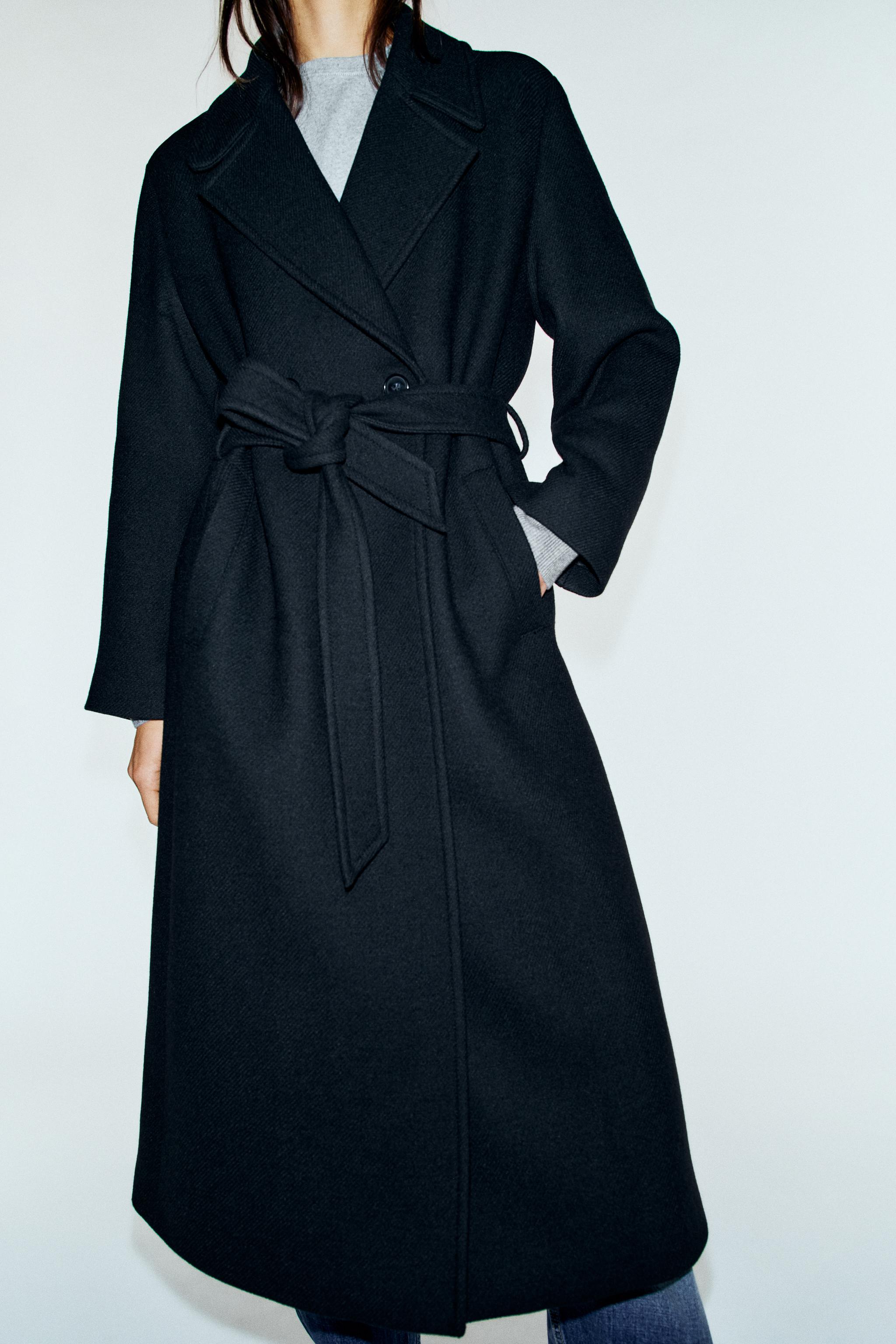 MANTEAU LONG AVEC LAINE ET CEINTURE