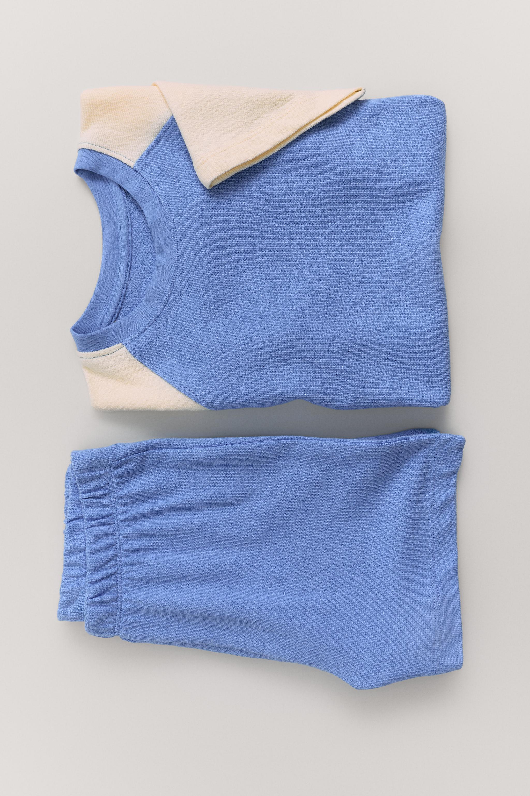 6-14 YEARS/ TEXTURED LABEL PYJAMAS — Blue