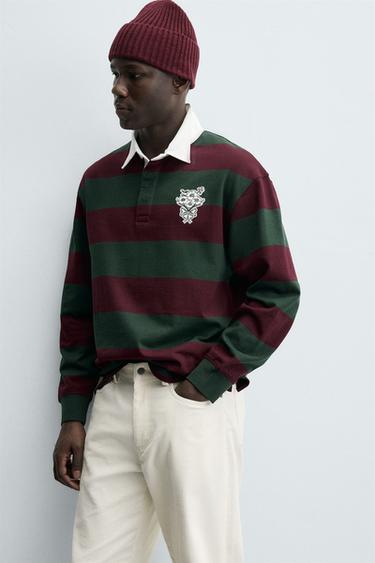 POLO RAYURES À PIÈCE - Raie verte de Zara - Image 5