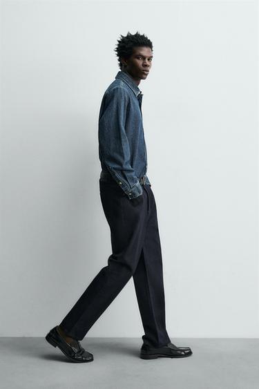 Zara COTTON - WOOL STRAIGHT FIT JEANS - Blue