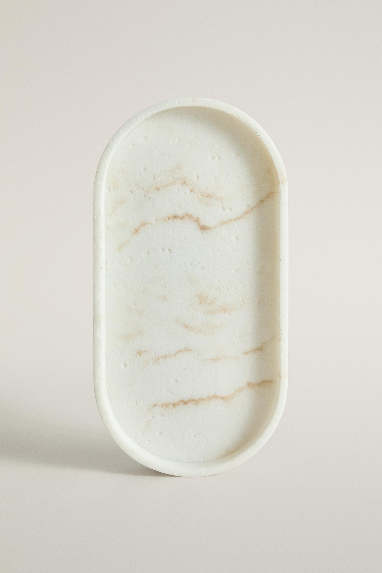 MARBLE-EFFECT BATHROOM TRAY — Beige
