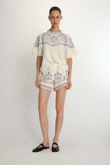 CAMISA BORDADOS ZW COLLECTION - Crudo de Zara