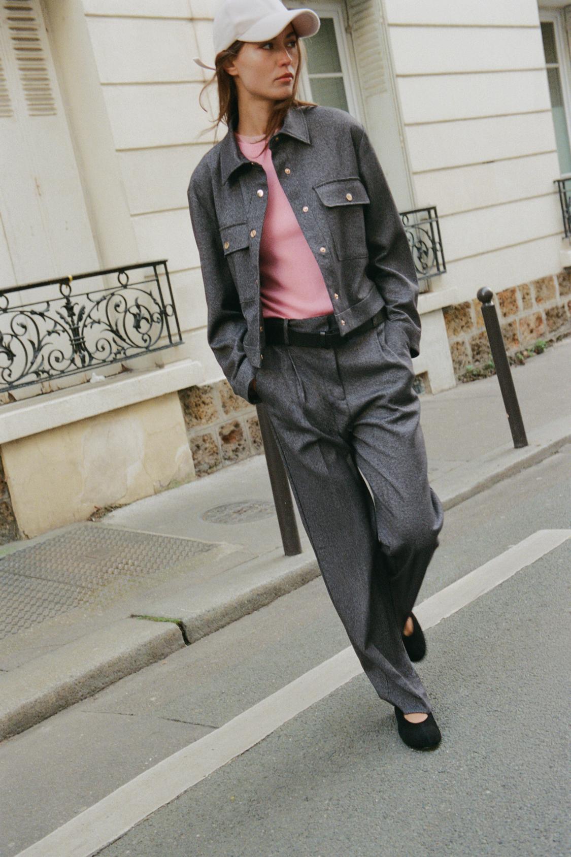 Zara HERRINGBONE POCKET JACKET