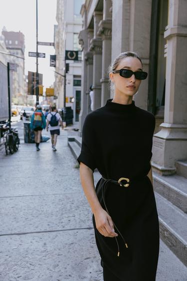 BELTED KNIT DRESS - Black by Zara - Image 4