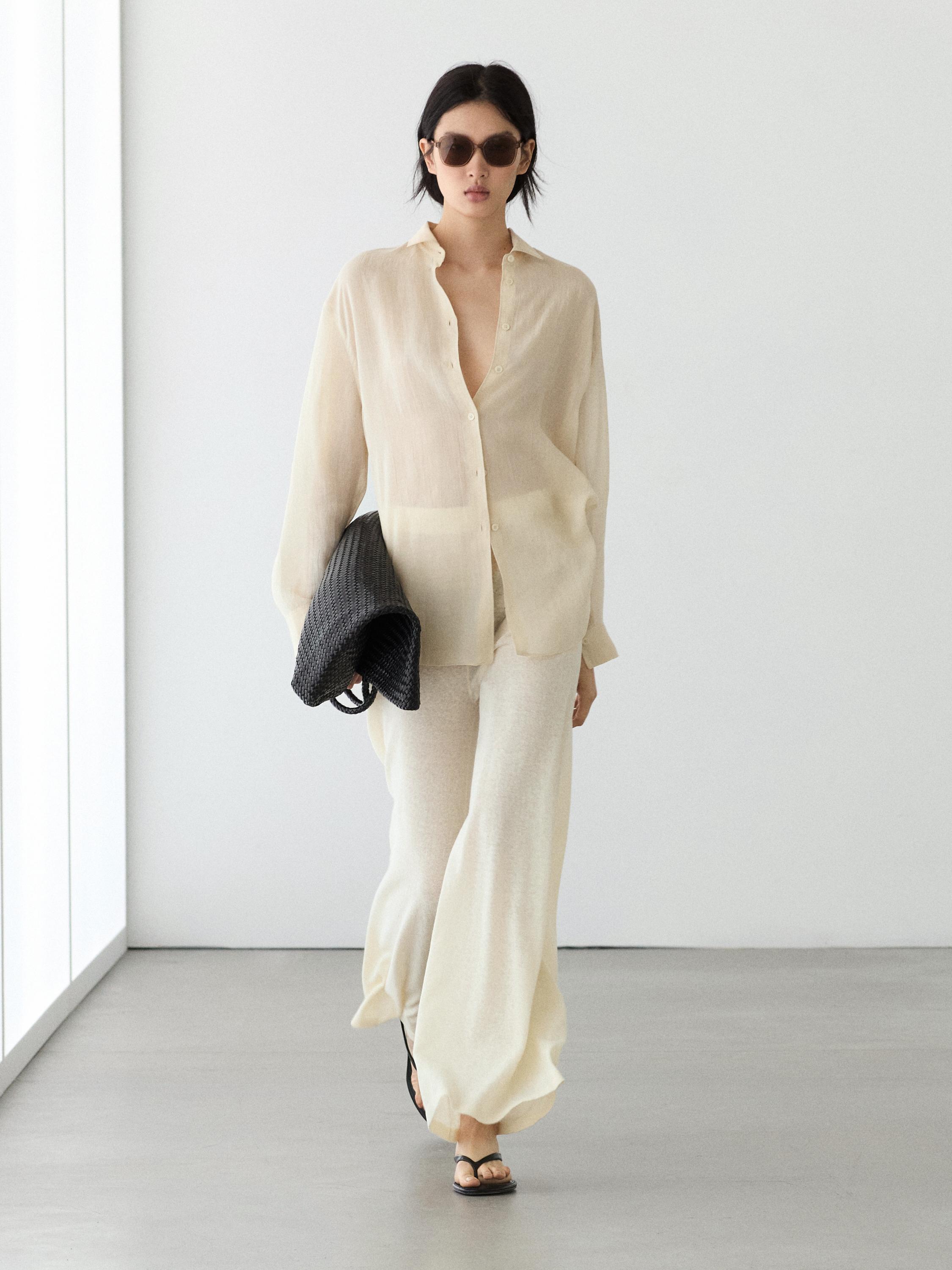 Total look wide-leg flowing trousers — Yellow