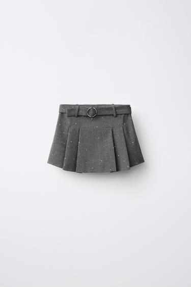 RHINESTONE BELT SKIRT — Dark gray 2