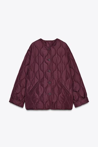 Zara 抗水絎縫外套 - 勃艮第酒紅色