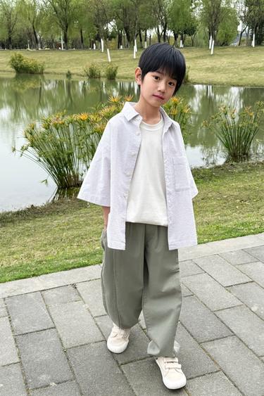 Zara 打褶 BALLOON FIT 燈籠褲 - 卡其色