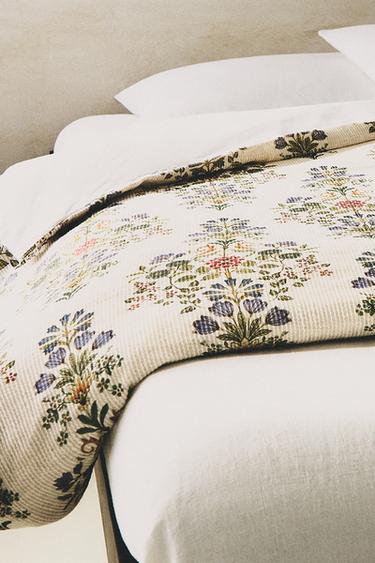 FLORAL COTTON BLEND DUVET COVER - Ecru by Zara - Image 5