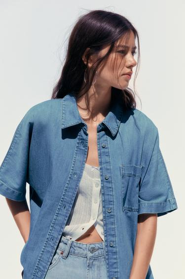 TRF DENIM SHIRT - Blue by Zara - Image 1