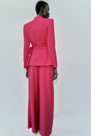 PLEATED WIDE-LEG TROUSERS - Fuchsia by Zara - Image 3