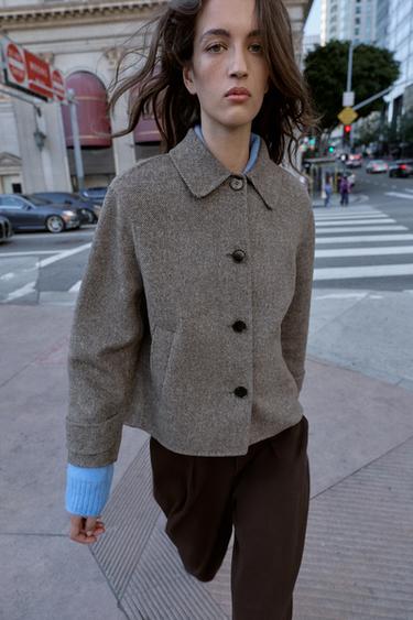 SHORT WOOL COAT - camel by Zara