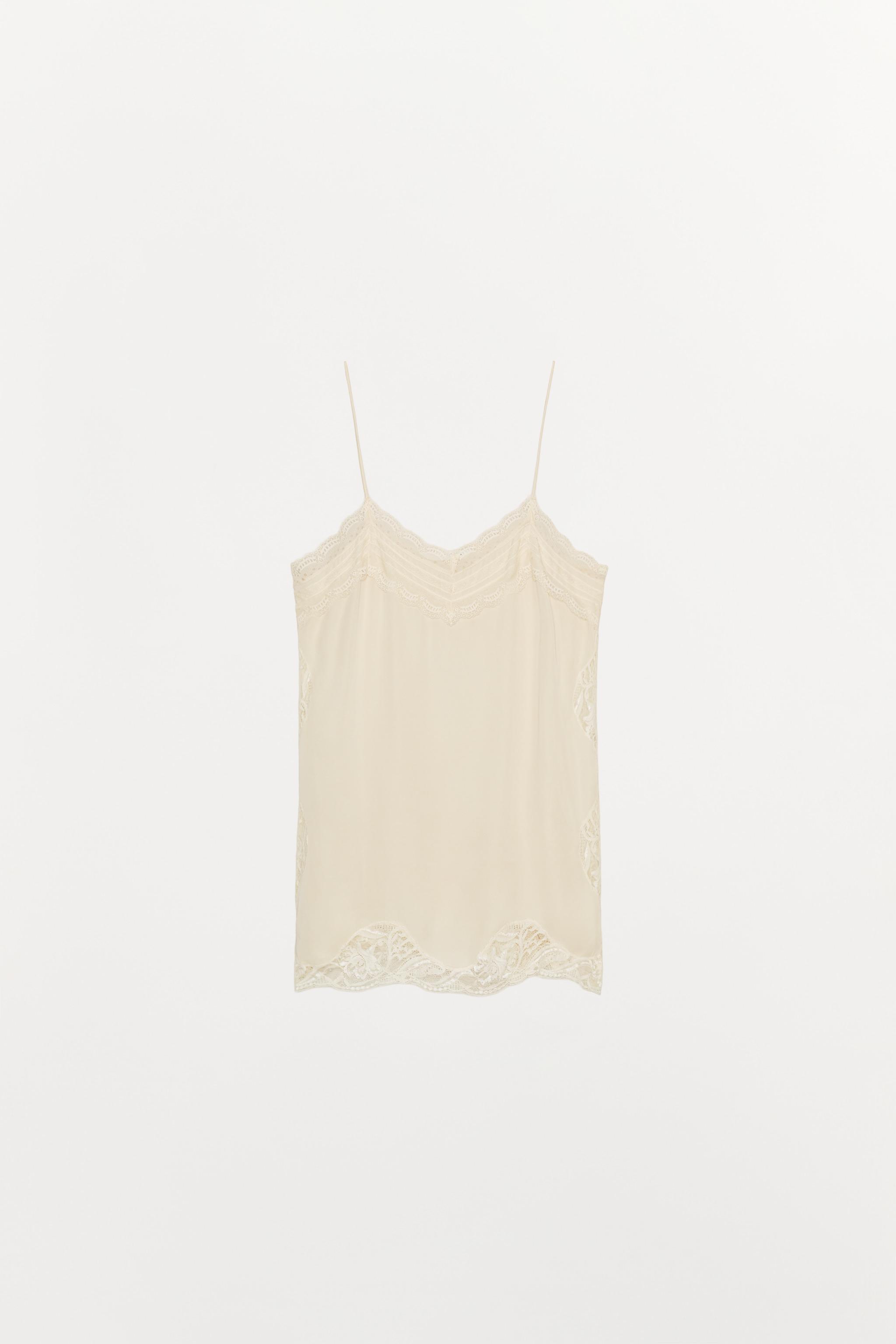 ZW COLLECTION レーストリムキャミソールトップス - エクリュ | ZARA