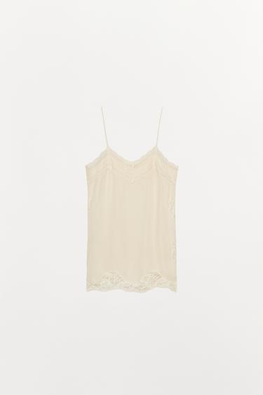TOP LENCERO ENCAJE ZW COLLECTION - Crudo de Zara