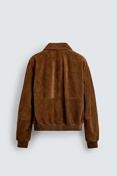 VESTE COURTE COUPE EN CUIR DAIM AARON LEVINE X ZARA - Tabac de Zara - Image 7