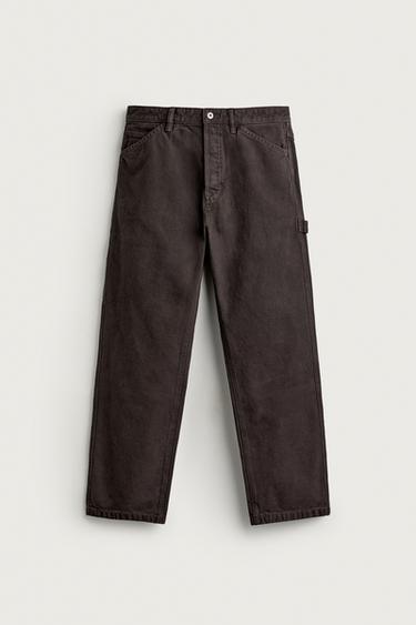 STRAIGHT-FIT CARPENTER POCKET PANTS — Brown 1