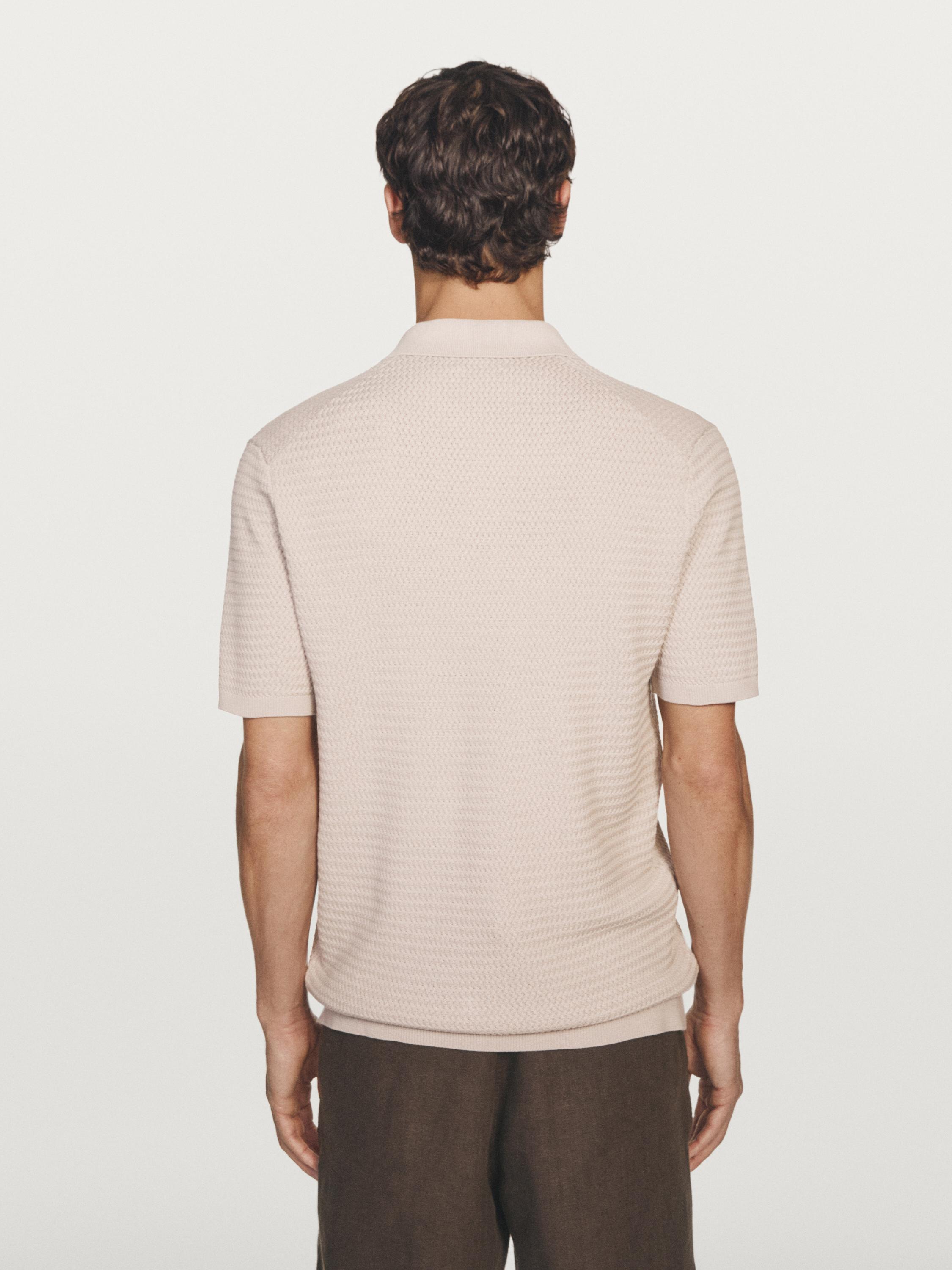 Short sleeve textured knit polo shirt