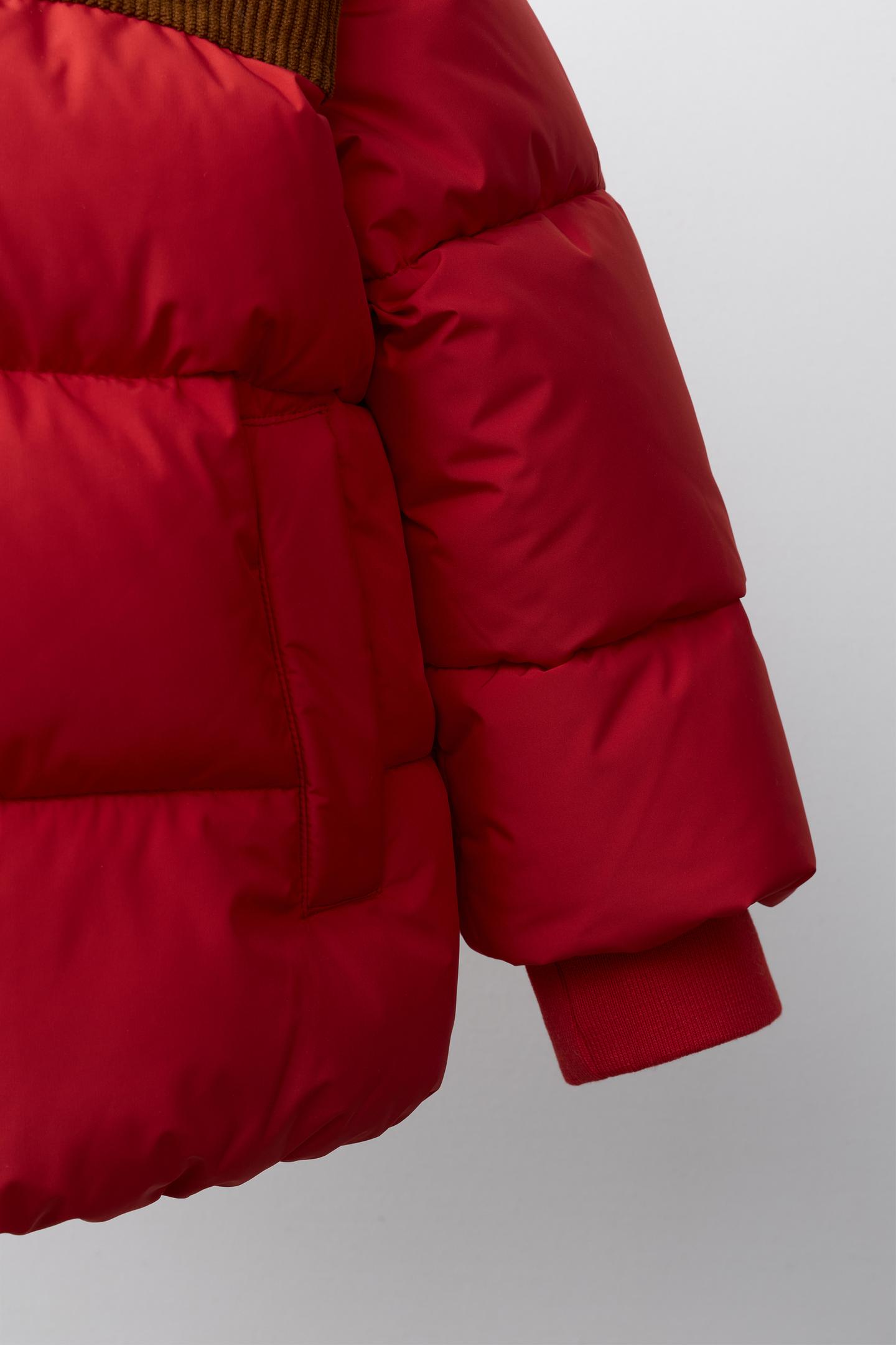 Детская куртка Zara Combined Water-Repellent Puffer, цвет: Красный — фото 7