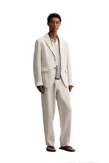 100% LINEN SUIT TROUSERS - Sand by Zara