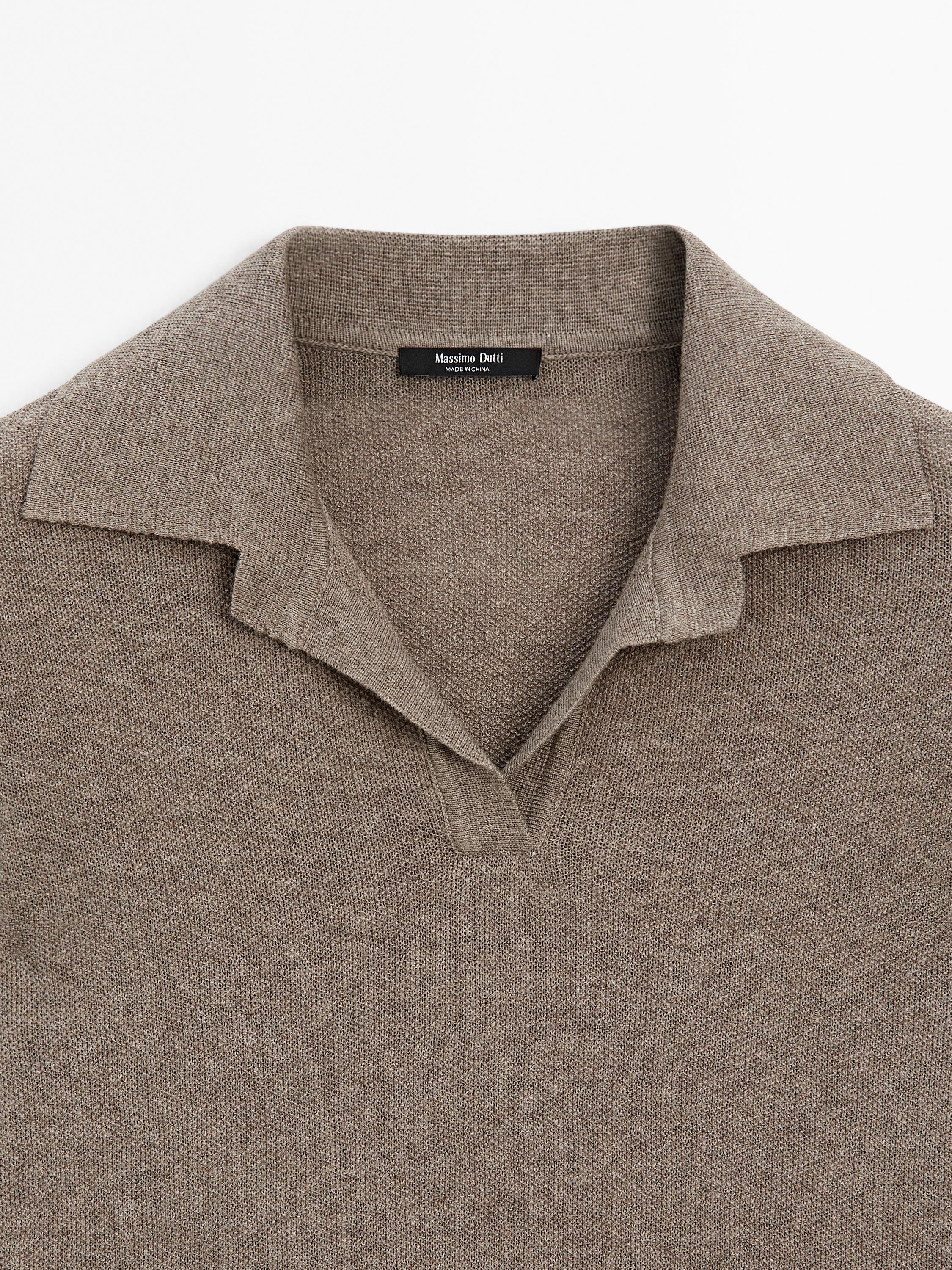 Short sleeve knit polo shirt - taupe brown | ZARA Canada