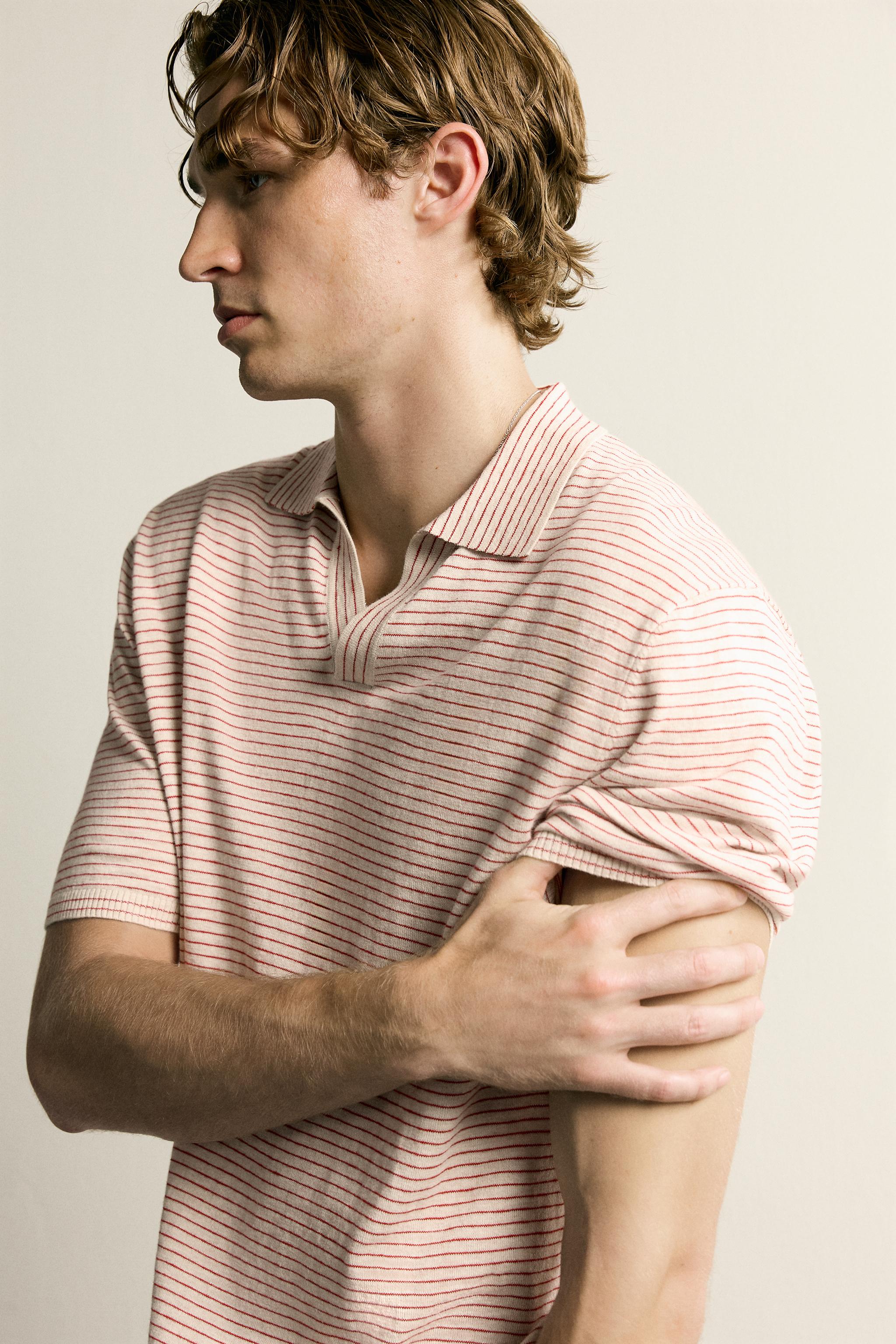 STRIPED JACQUARD KNIT POLO