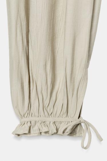 PANTALON BOUFFANT À TAILLE ÉLASTIQUE - Écru de Zara - Image 2