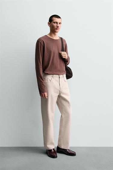 STRIPED JACQUARD T-SHIRT - Brown by Zara - Image 0