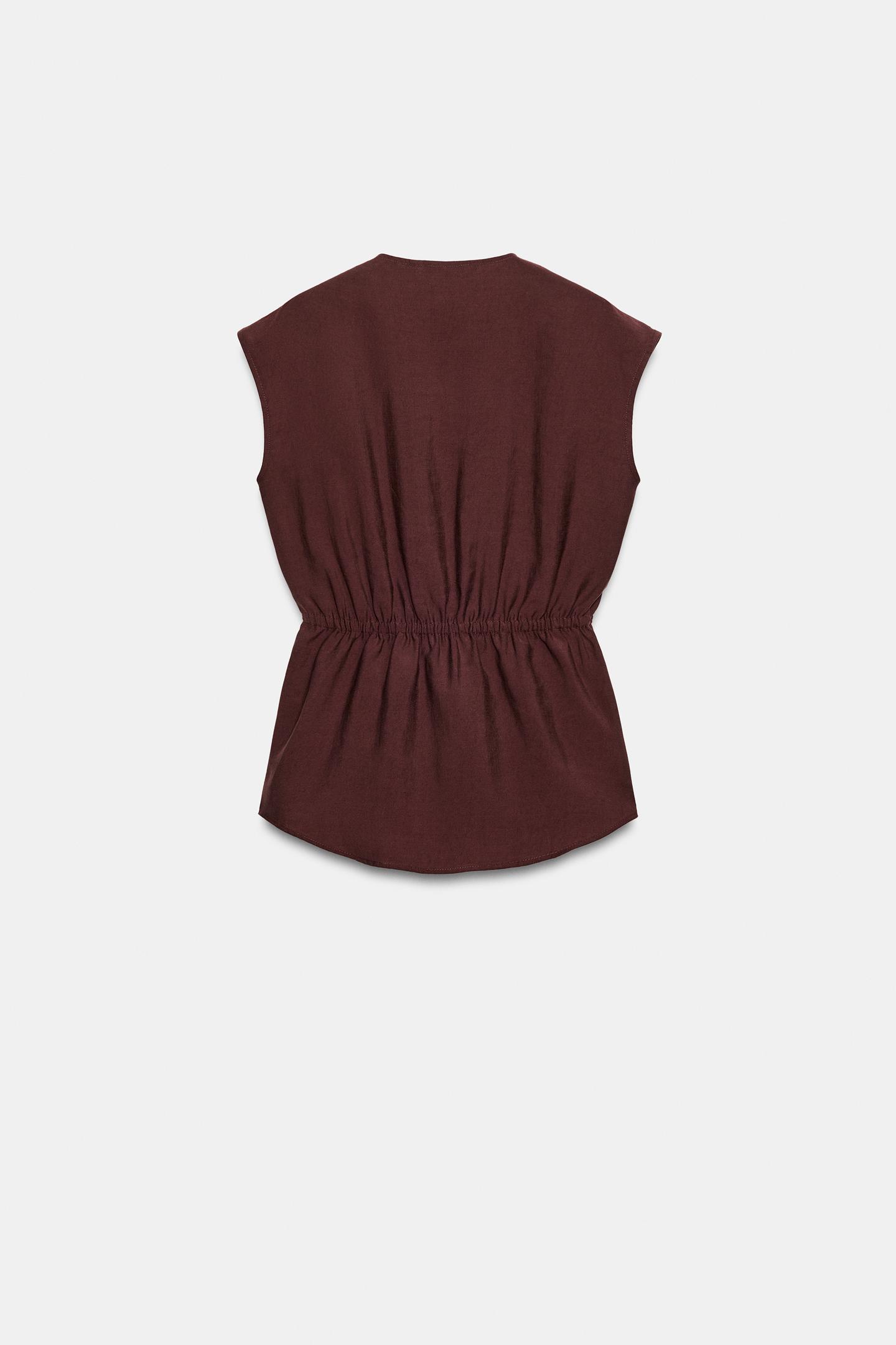 Женский топ Zara Gold AppliquÉ Top, цвет: Сливовый — фото 8