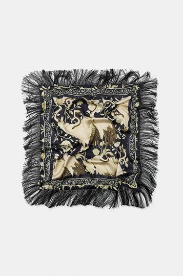 PAÑUELO ESTAMPADO FLECOS - Tostado de Zara - Imagen 0