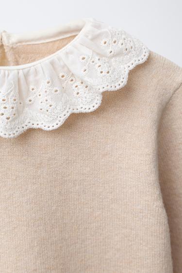 LACE KNIT SWEATER - Light beige by Zara - Image 2