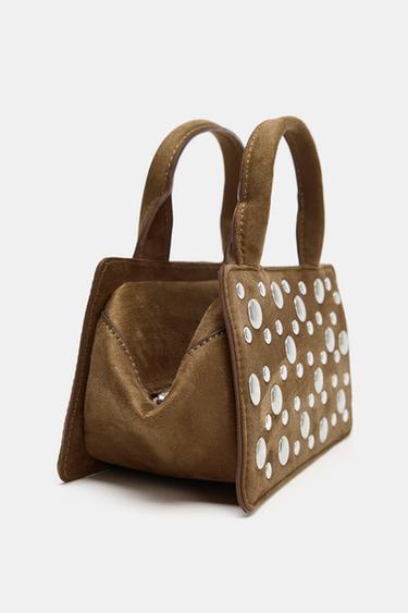 STUDDED HANDBAG - Green by Zara - Image 3