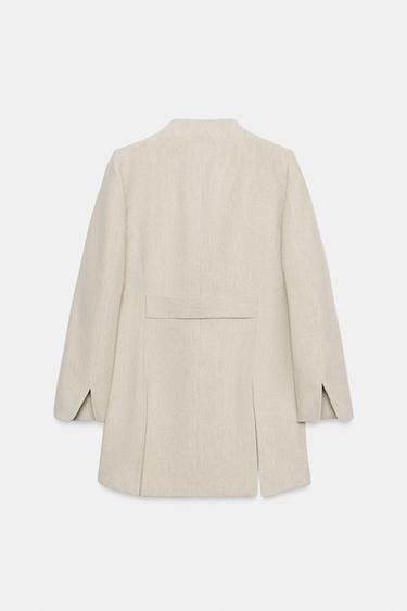 BLAZER LONGUE À RAYURES ZW COLLECTION - Sable / Chiné de Zara - Image 6