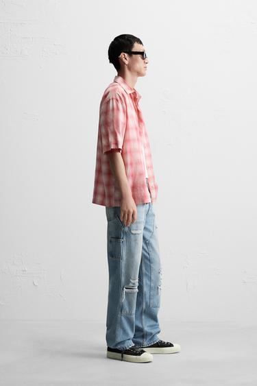 RIPPED STRAIGHT-LEG CARPENTER JEANS - Blue by Zara - Image 3