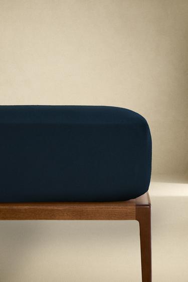 WASHED COTTON PERCALE FITTED SHEET X SOCIETY LIMONTA - Blue by Zara