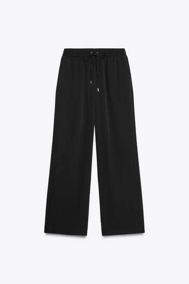 Zara FLOWY PAJAMA PANTS - Black