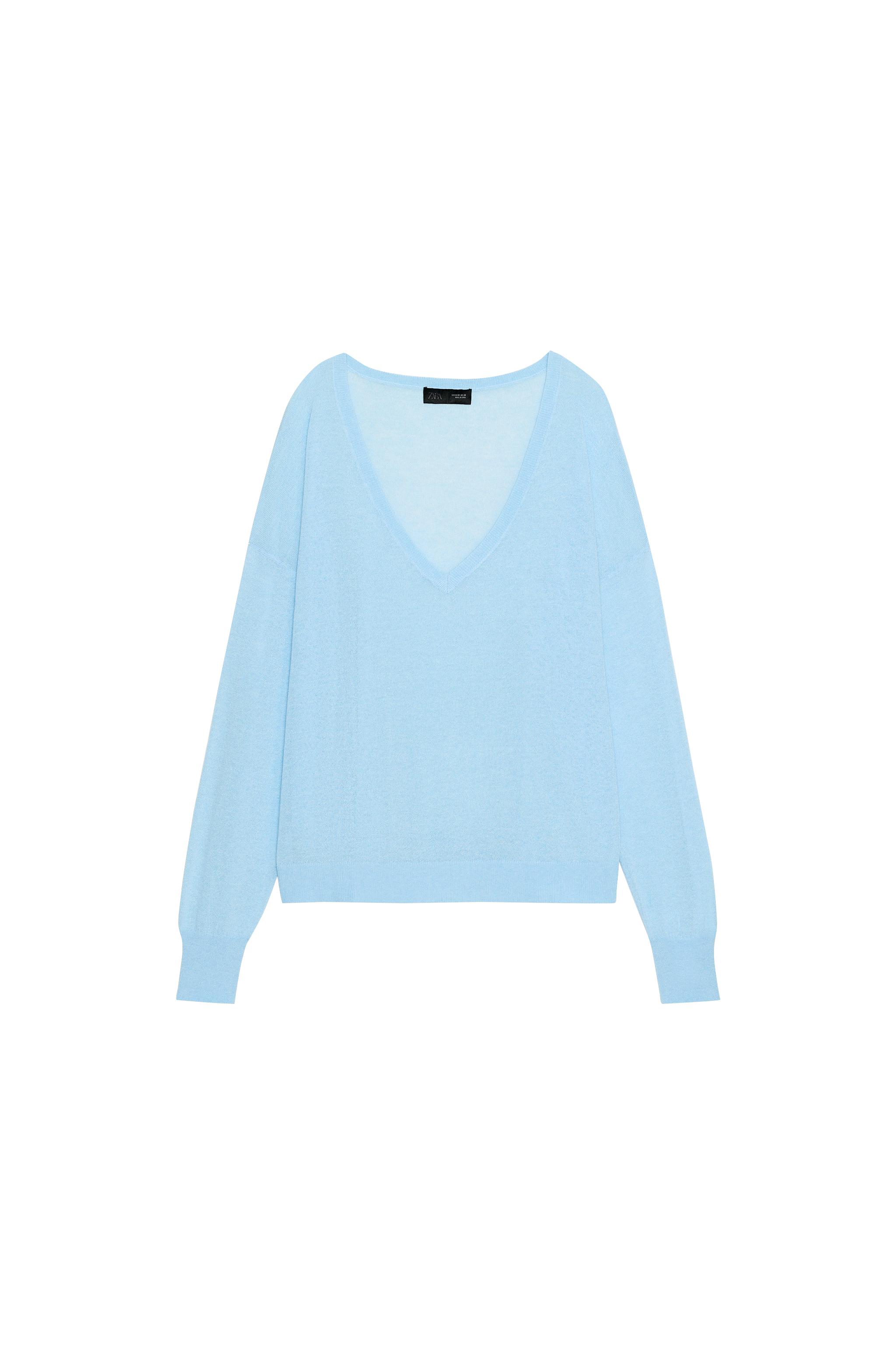 zara — PULLOVER IN MAGLIA SOTTILE CON SCOLLO A V