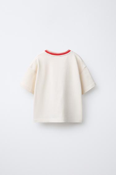 T-SHIRT À INSCRIPTION BRODÉE - Blanc de Zara - Image 1