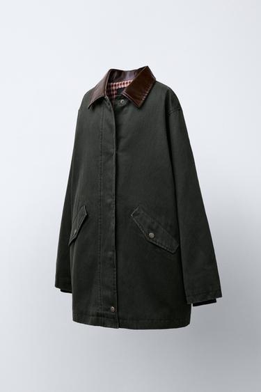 LONG WAXED JACKET - Mid-green by Zara - Image 1