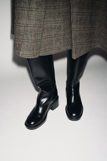 BOTTES À TALONS BLOC - Noir de Zara - Image 1