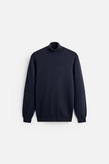 Zara VISCOSE BLEND SWEATER - Navy blue