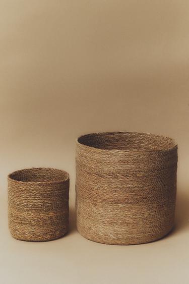 Zara WOVEN BASKET - Light beige