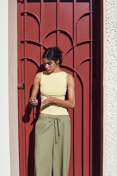 HAUT ASYMÉTRIQUE À PLIS - Jaune de Zara - Image 3