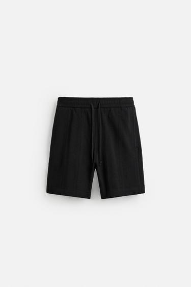 JACQUARD TEXTURED BERMUDA SHORTS - Black by Zara