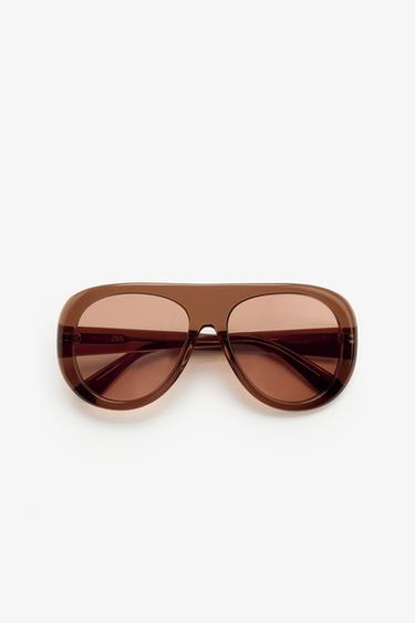 LIMITED EDITION SHIELD SUNGLASSES - Brown by Zara