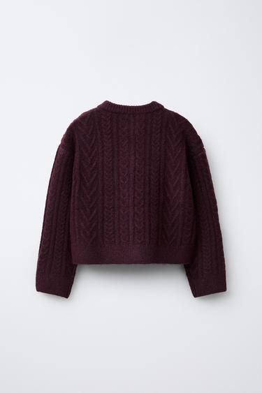 GILET EN MAILLE À TORSADES - Bordeaux de Zara - Image 1