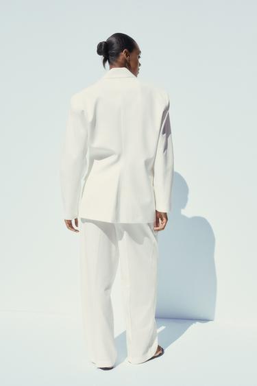 BLAZER LONGUE OVERSIZE - Blanc cassé de Zara - Image 3