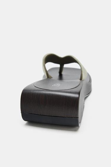 VELVET WEDGE SANDALS - KHAKI by Zara - Image 4